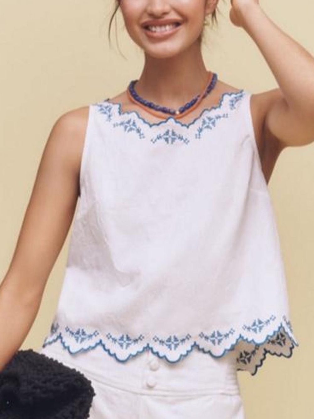Maeve Embroidered Scallop Hem blouse